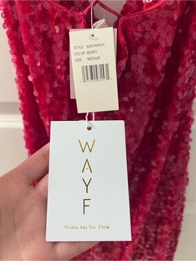 Wayf Berry Sequin Slip Dress
